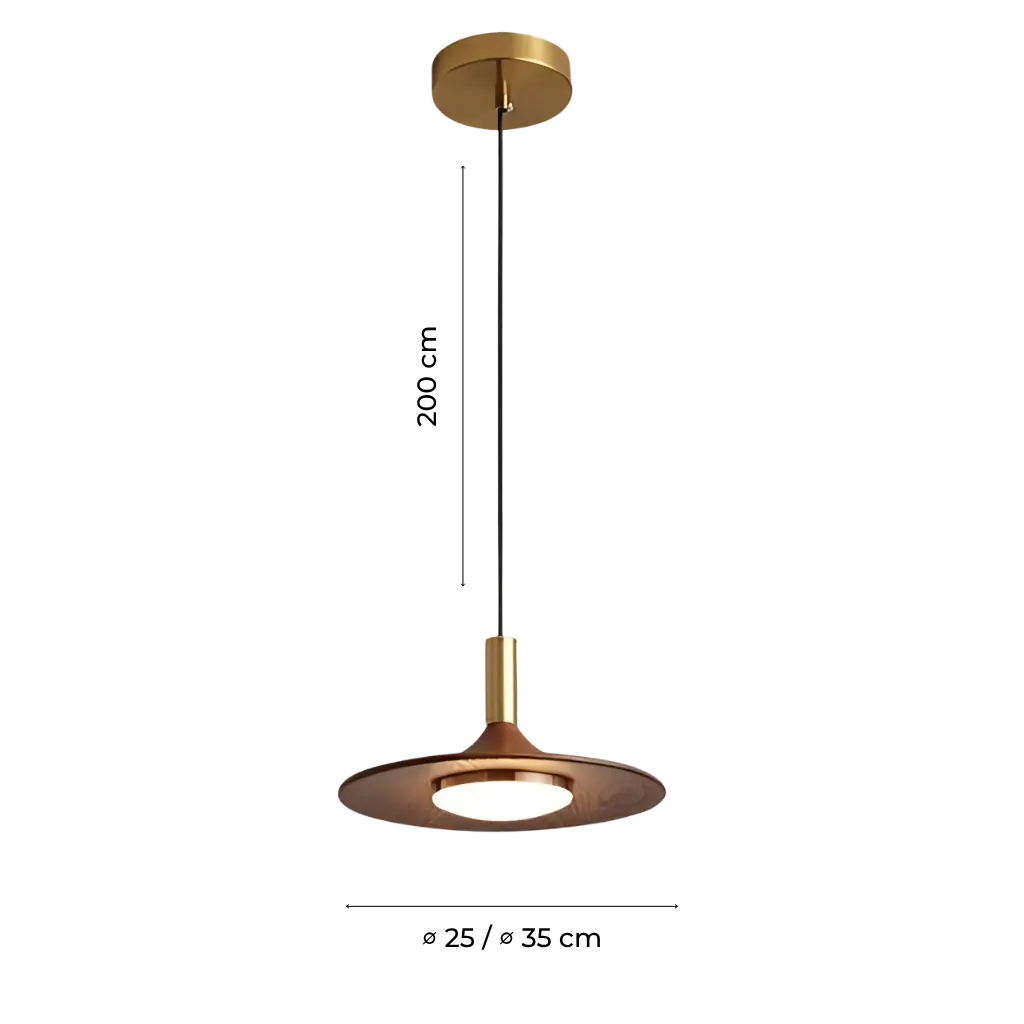 Scandinavian Walnut Finish Pendant Light