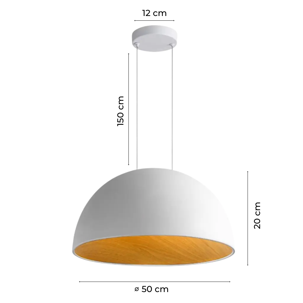 Scandinavian Wood-Lined LED Dome Pendant Light