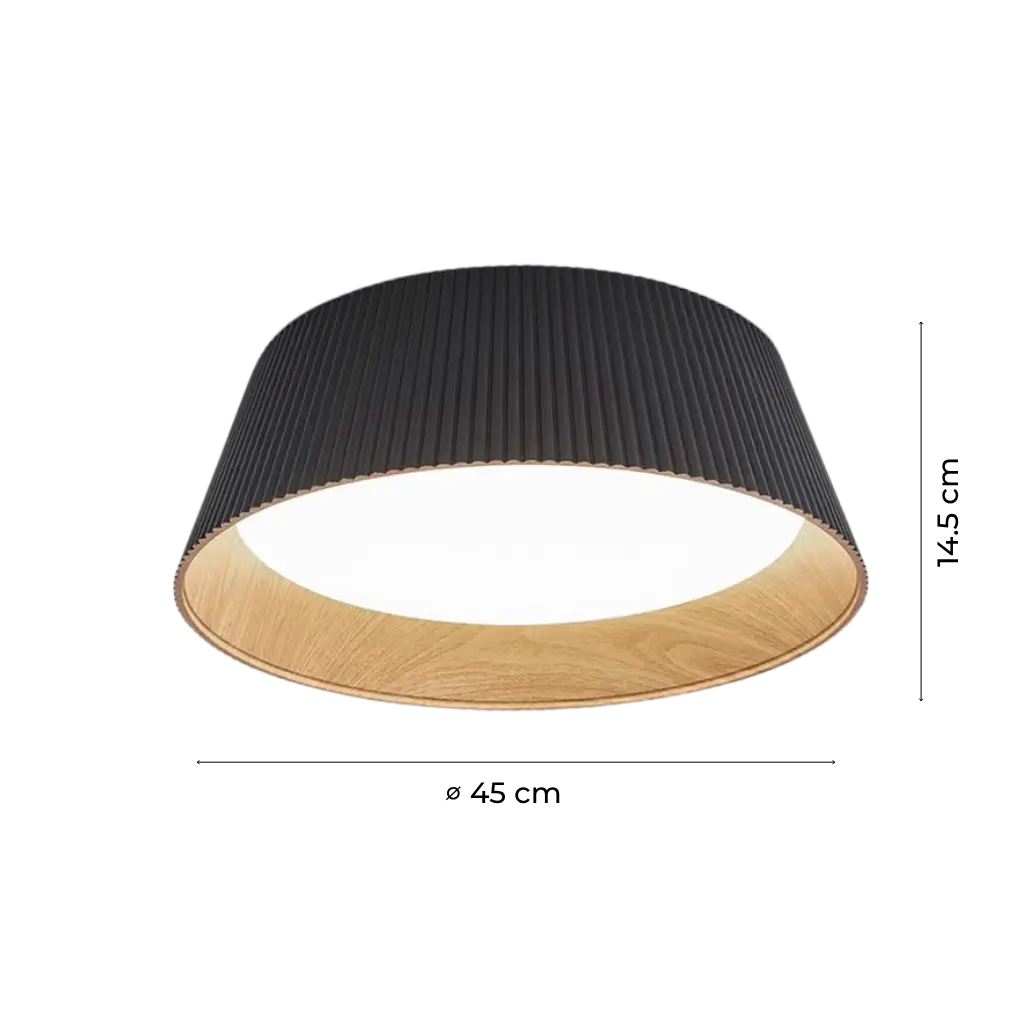 Scandinavian Wood-Lined LED Flush Mount Ceiling Light