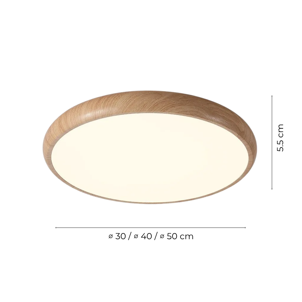 Scandinavian Wood-Look Round Integrated LED Ceiling Light