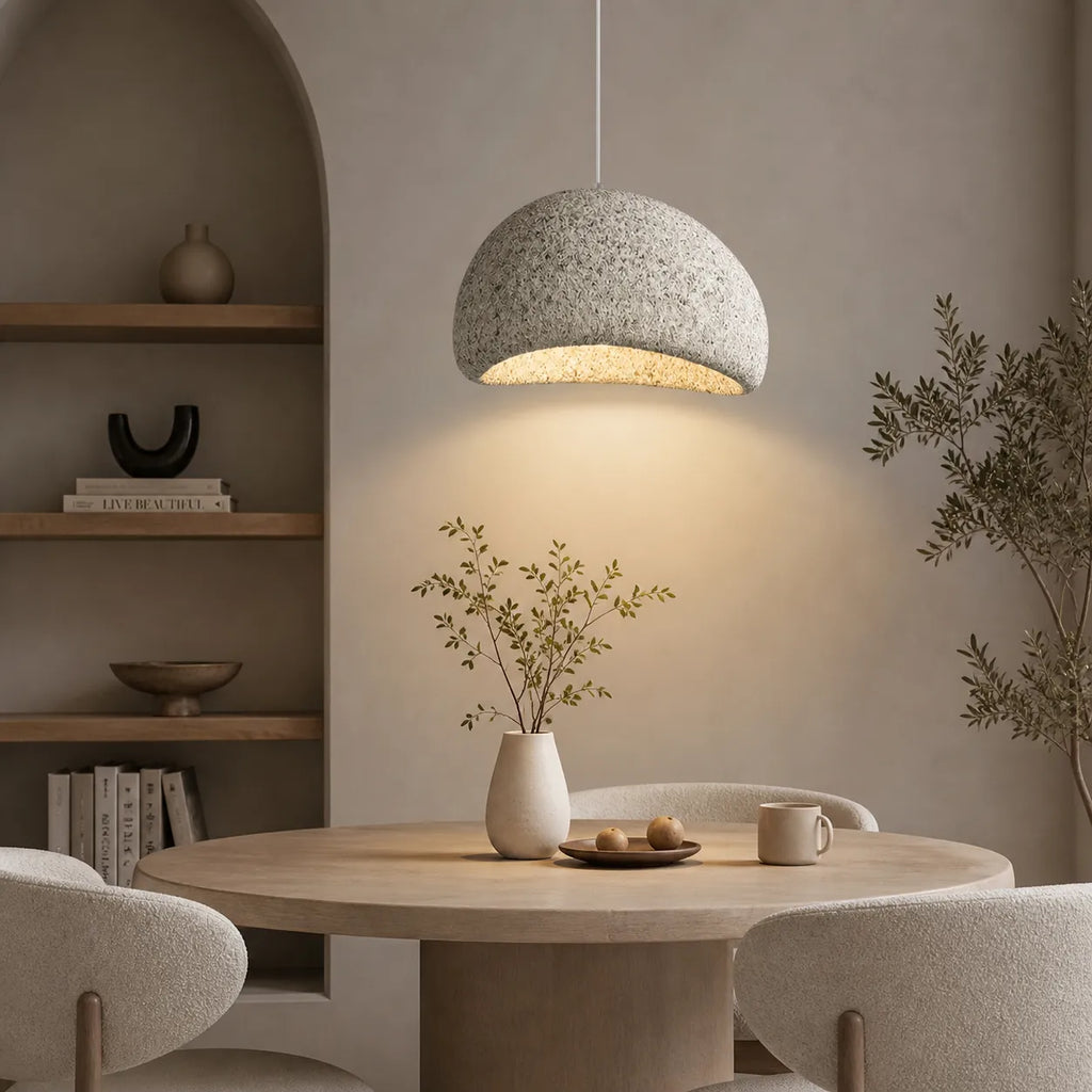 Tavian Minimalist Asymmetrical Fibreglass Dome Pendant Light