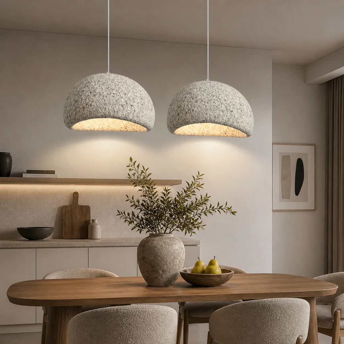 Tavian Minimalist Asymmetrical Fibreglass Dome Pendant Light