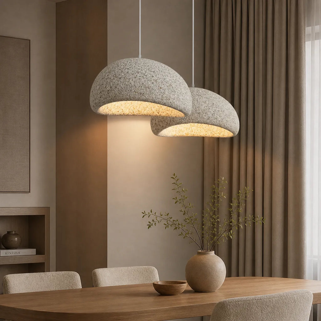 Tavian Minimalist Asymmetrical Fibreglass Dome Pendant Light