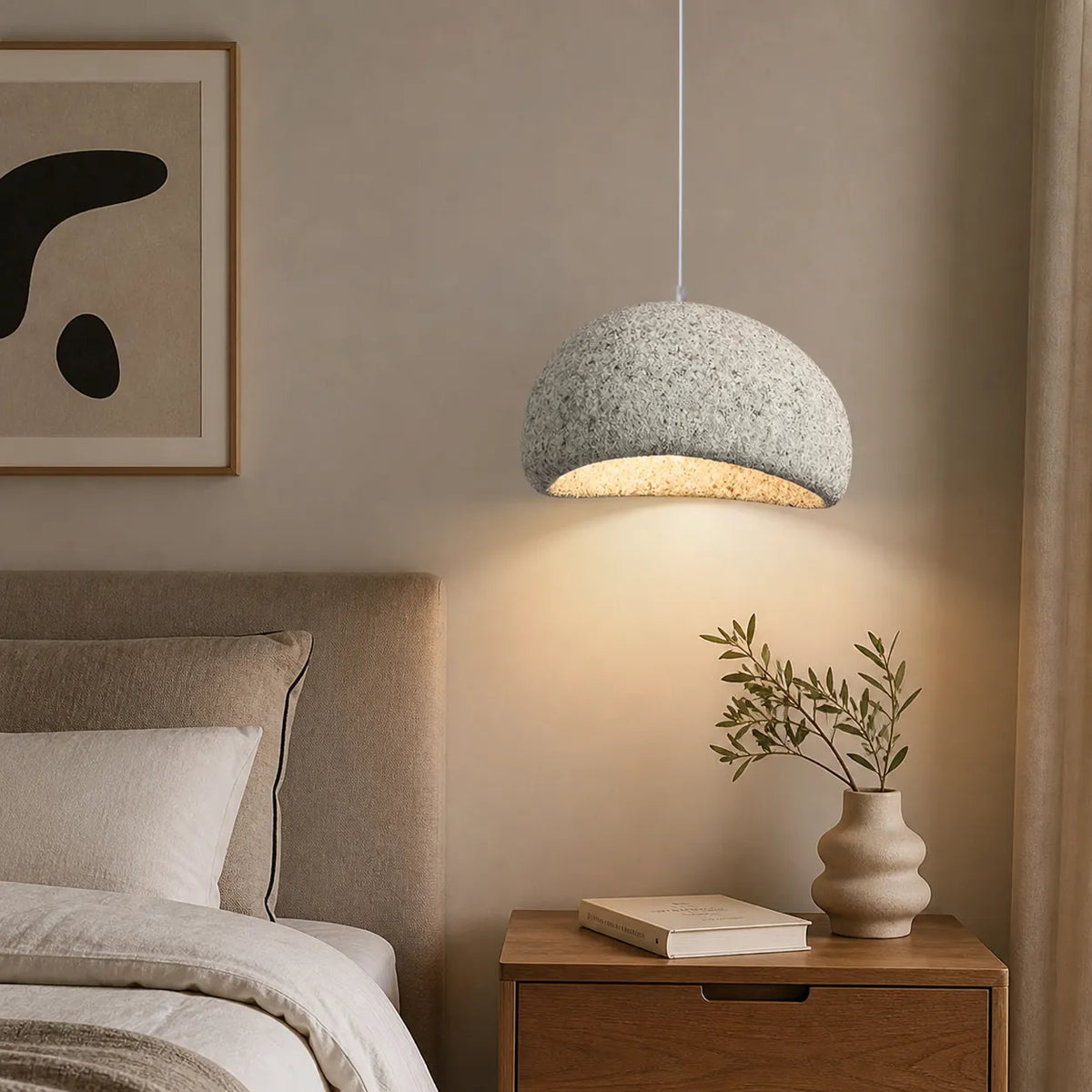 Tavian Minimalist Asymmetrical Fibreglass Dome Pendant Light