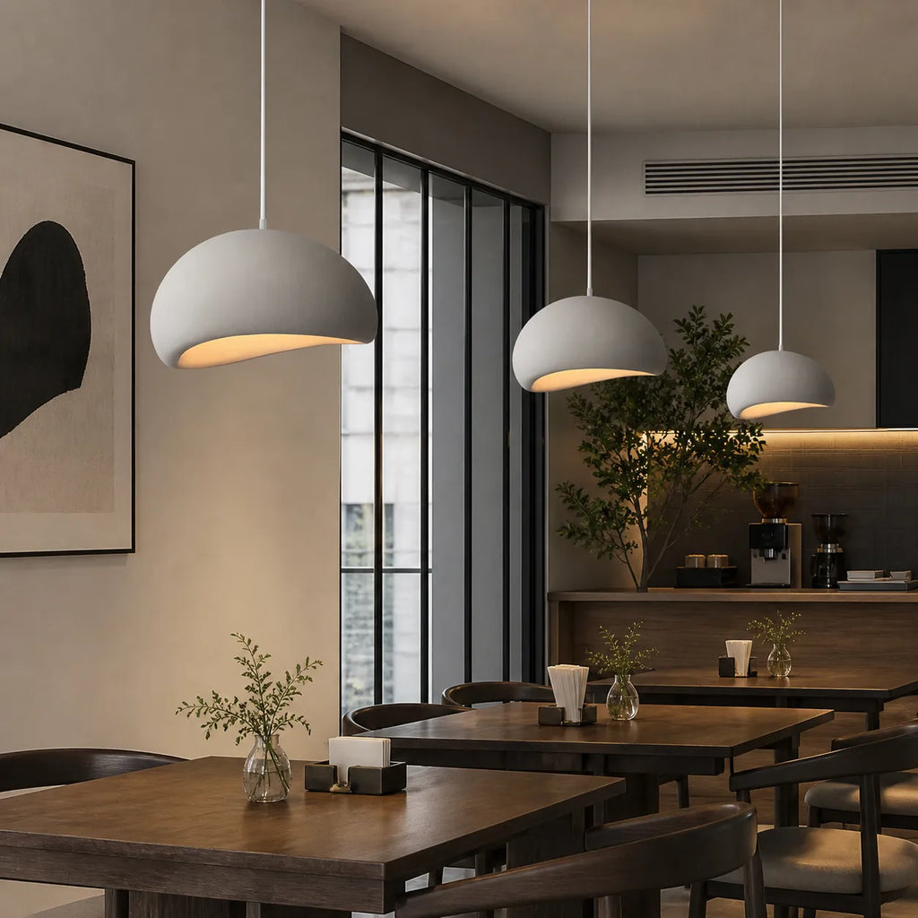 Tavian Minimalist Asymmetrical Fibreglass Dome Pendant Light