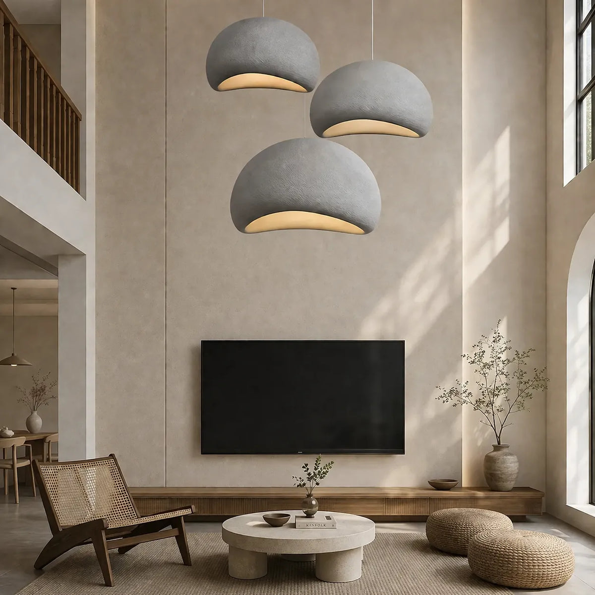 Tavian Minimalist Asymmetrical Fibreglass Dome Pendant Light