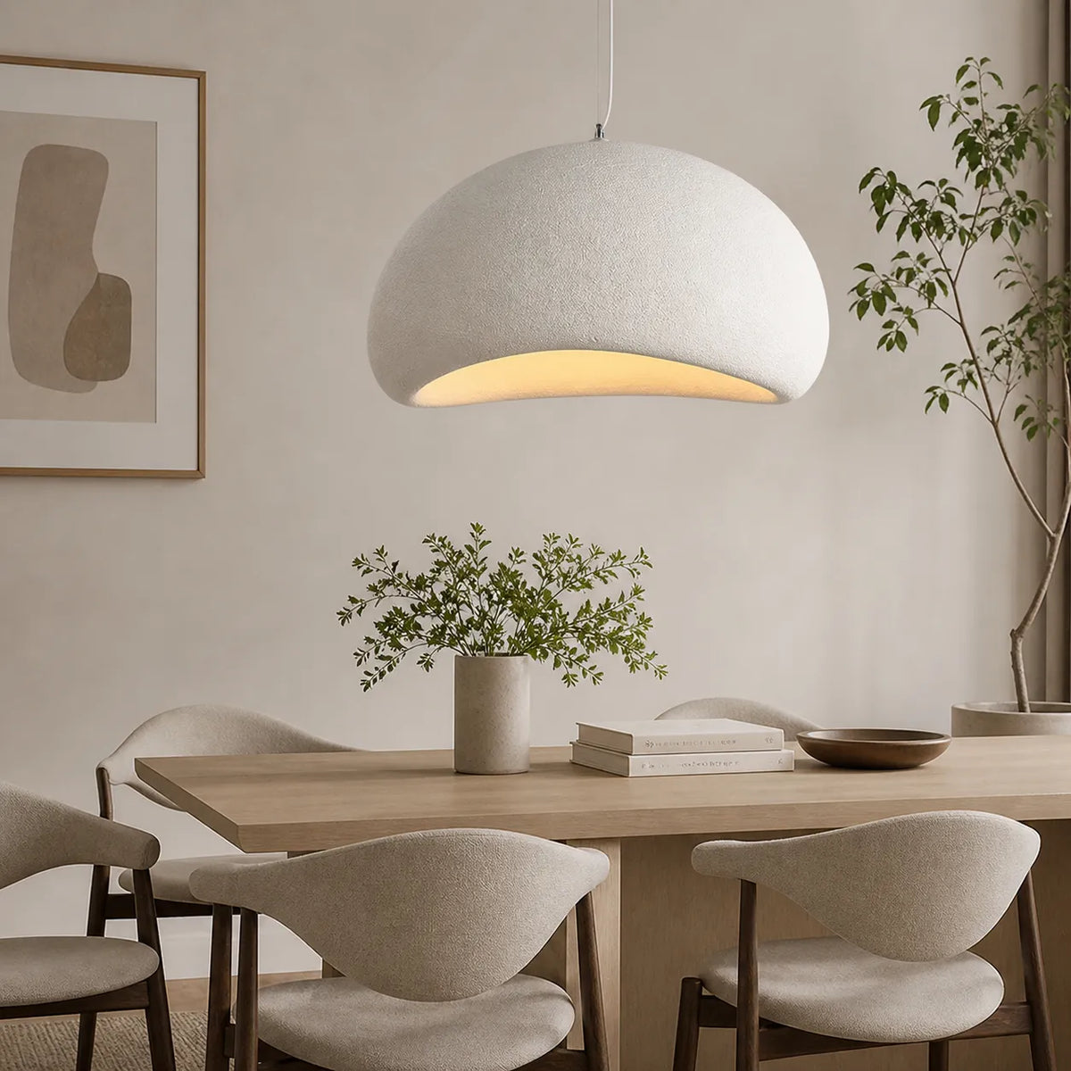 Tavian Minimalist Asymmetrical Fibreglass Dome Pendant Light