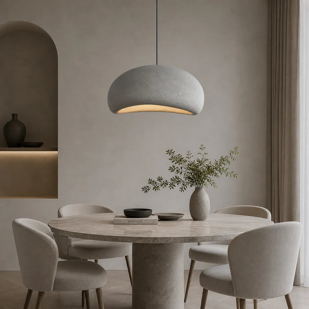 Tavian Minimalist Asymmetrical Fibreglass Dome Pendant Light