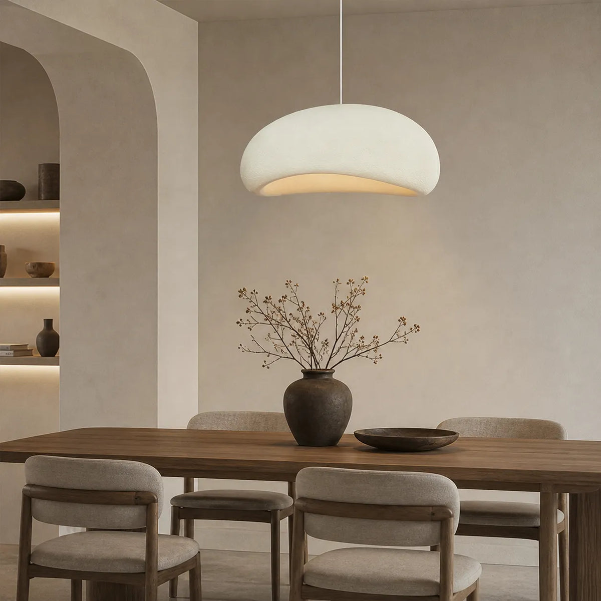 Tavian Minimalist Asymmetrical Fibreglass Dome Pendant Light
