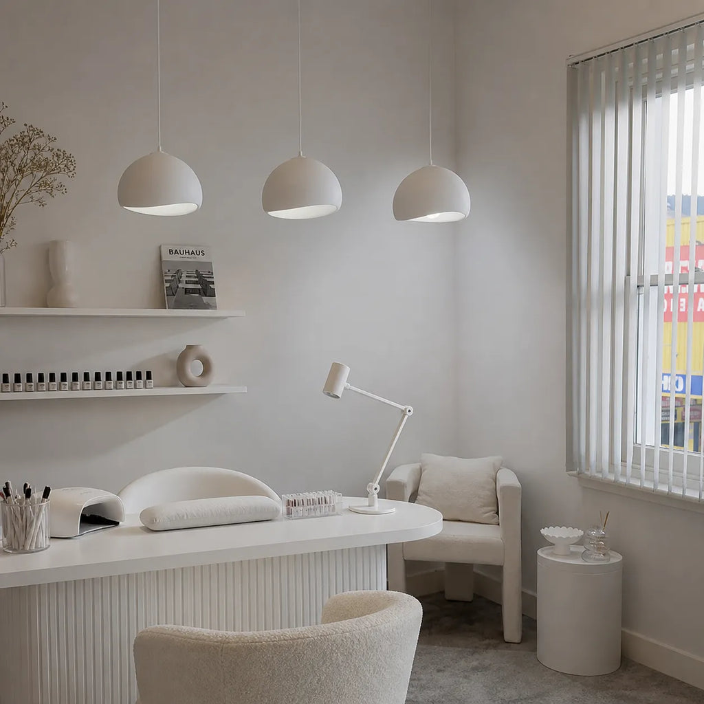 Tavian Minimalist Asymmetrical Fibreglass Dome Pendant Light