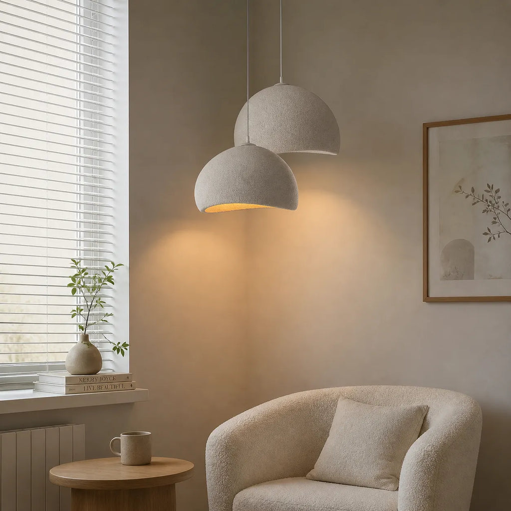 Tavian Minimalist Asymmetrical Fibreglass Dome Pendant Light