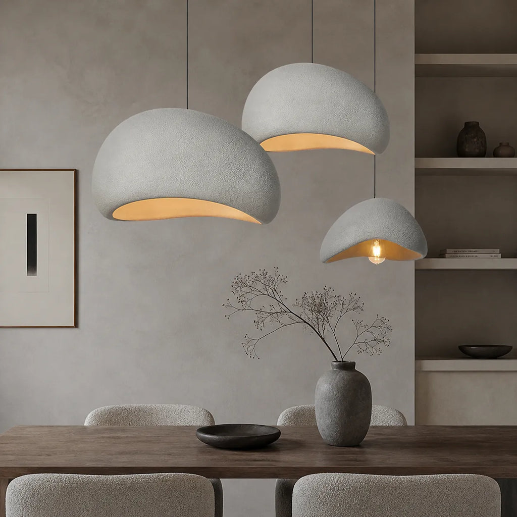 Tavian Minimalist Asymmetrical Fibreglass Dome Pendant Light