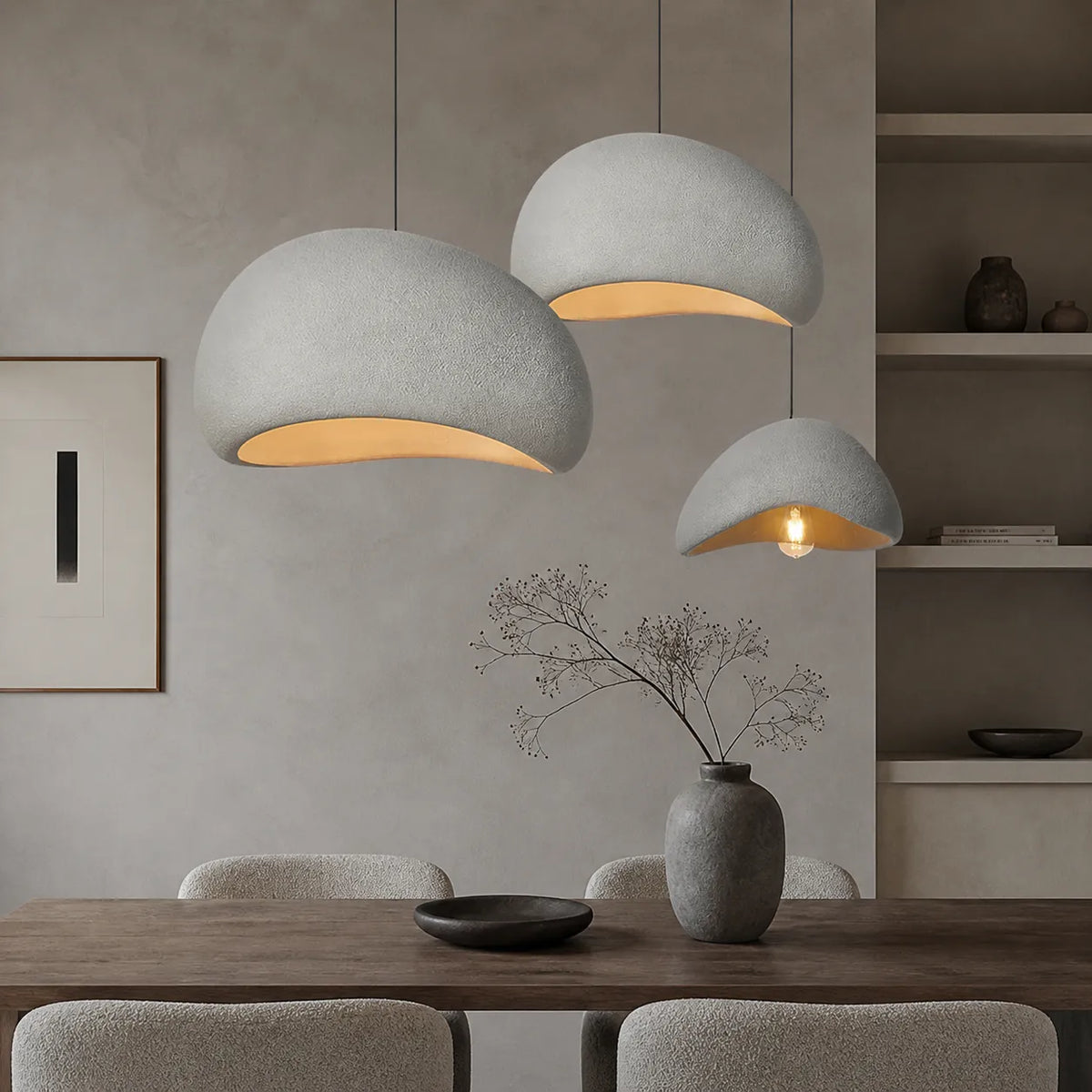 Tavian Minimalist Asymmetrical Fibreglass Dome Pendant Light