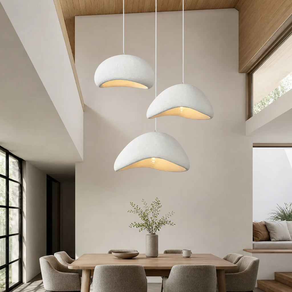 Tavian Minimalist Asymmetrical Fibreglass Dome Pendant Light