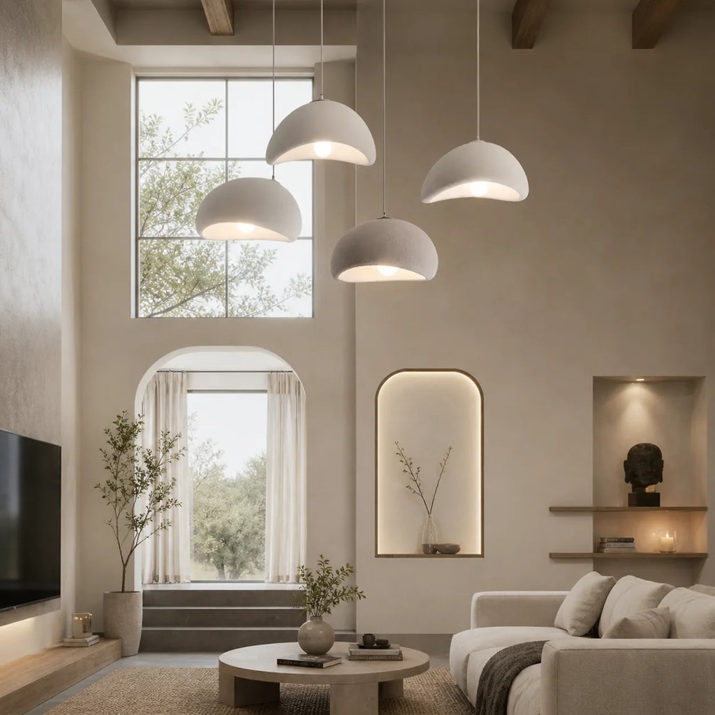 Tavian Minimalist Asymmetrical Fibreglass Dome Pendant Light
