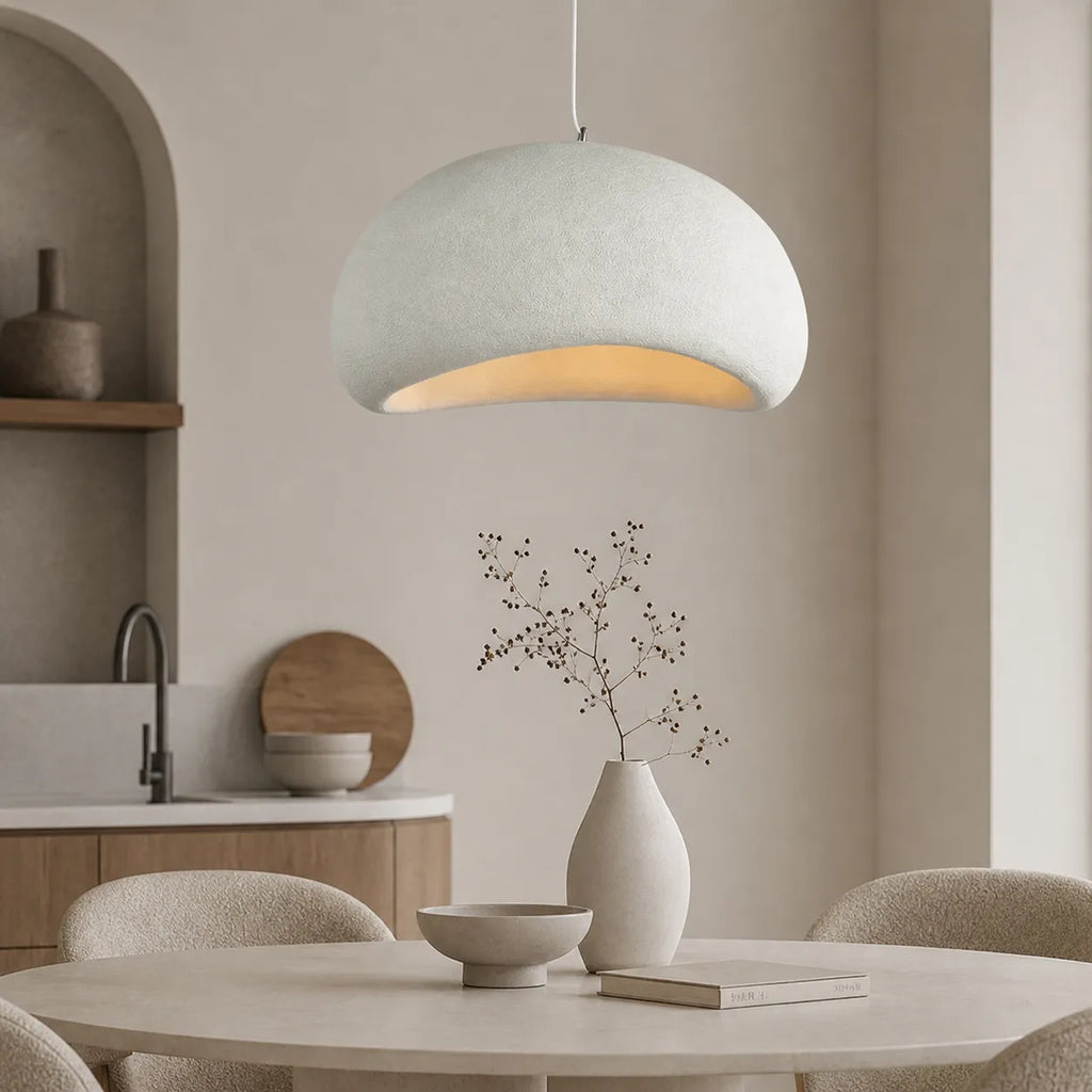 Tavian Minimalist Asymmetrical Fibreglass Dome Pendant Light