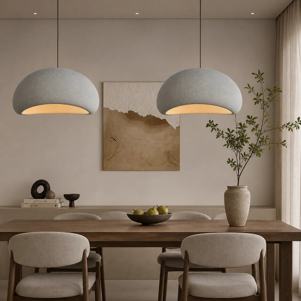 Tavian Minimalist Asymmetrical Fibreglass Dome Pendant Light