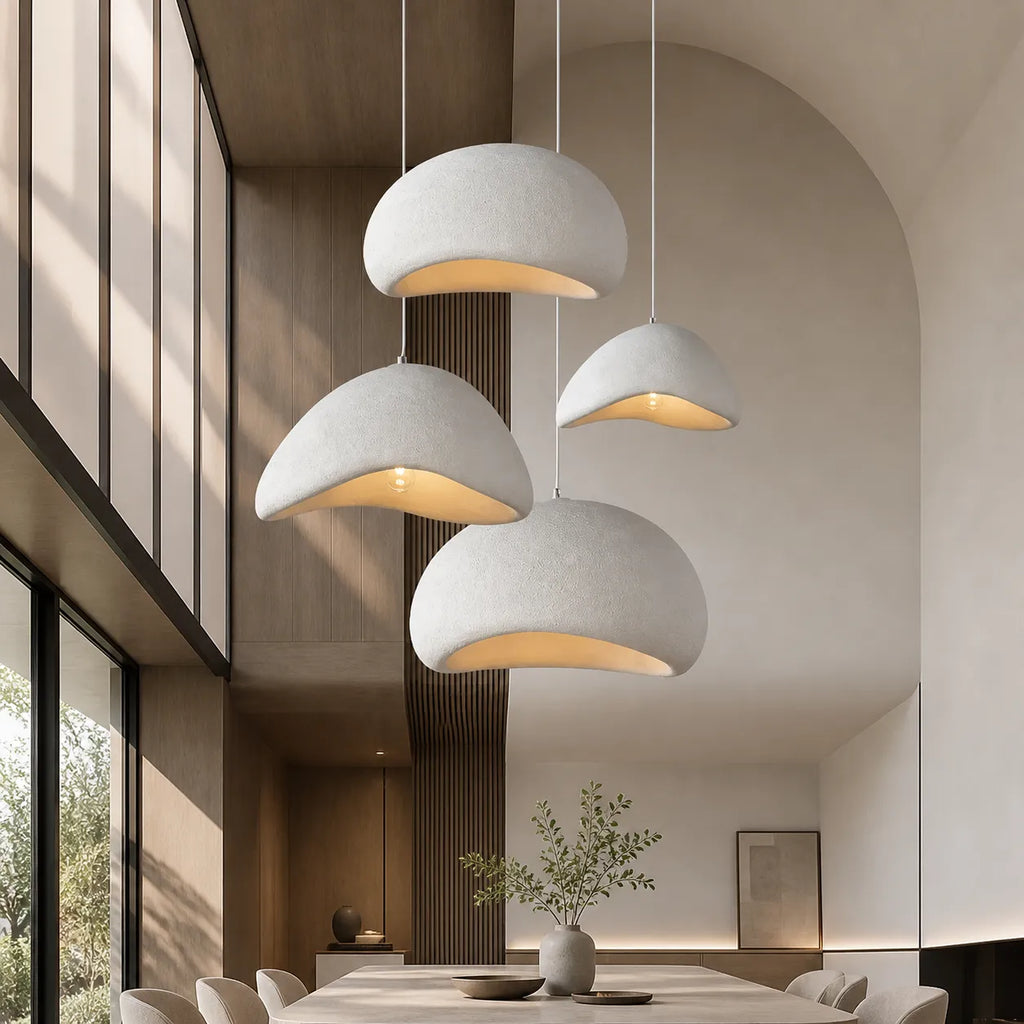 Tavian Minimalist Asymmetrical Fibreglass Dome Pendant Light