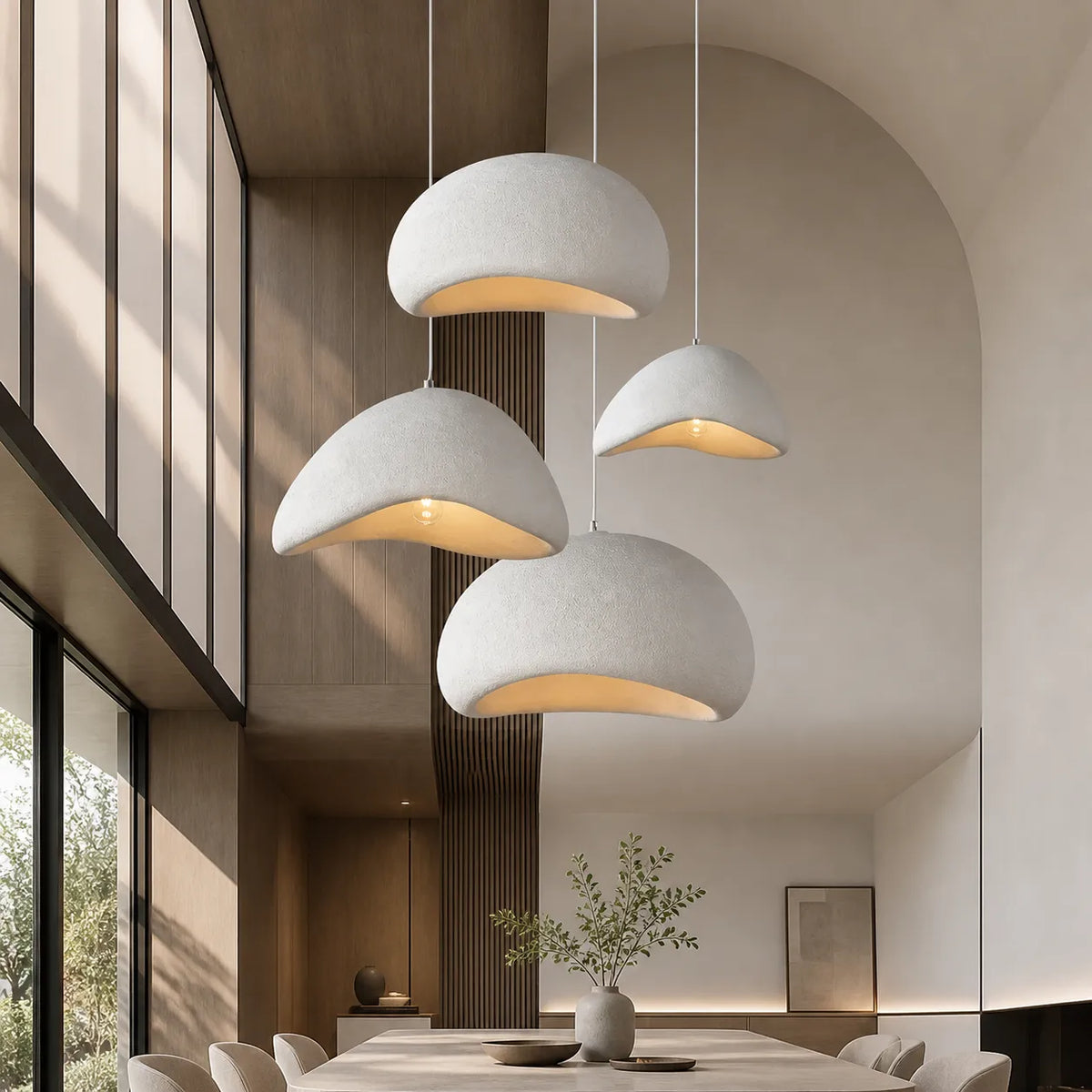 Tavian Minimalist Asymmetrical Fibreglass Dome Pendant Light