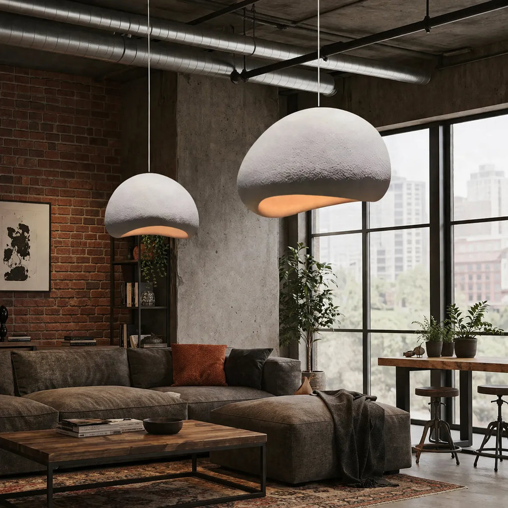 Tavian Minimalist Asymmetrical Fibreglass Dome Pendant Light