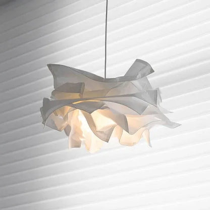 Sculpted Paper Pendant Light with Cloud Silhouette