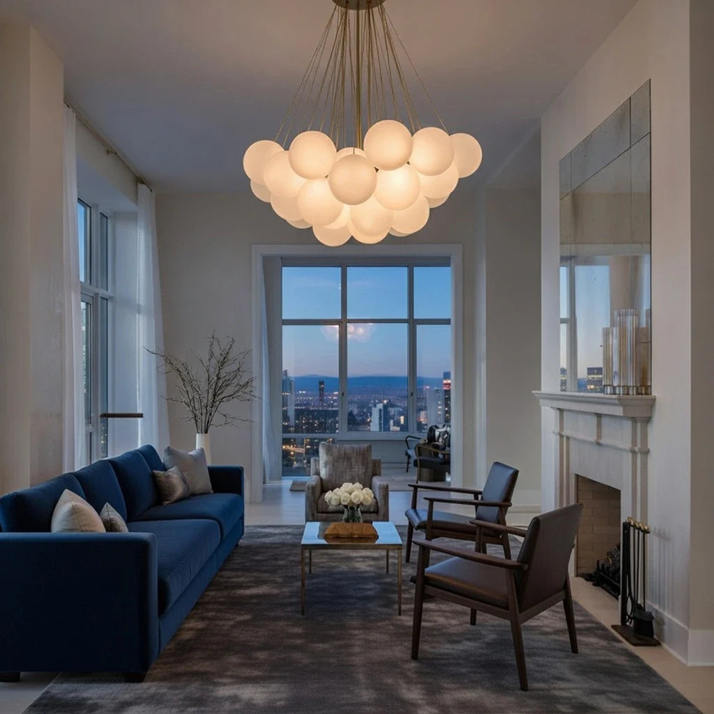 Jem Modern Glass Bubble Cluster Chandelier