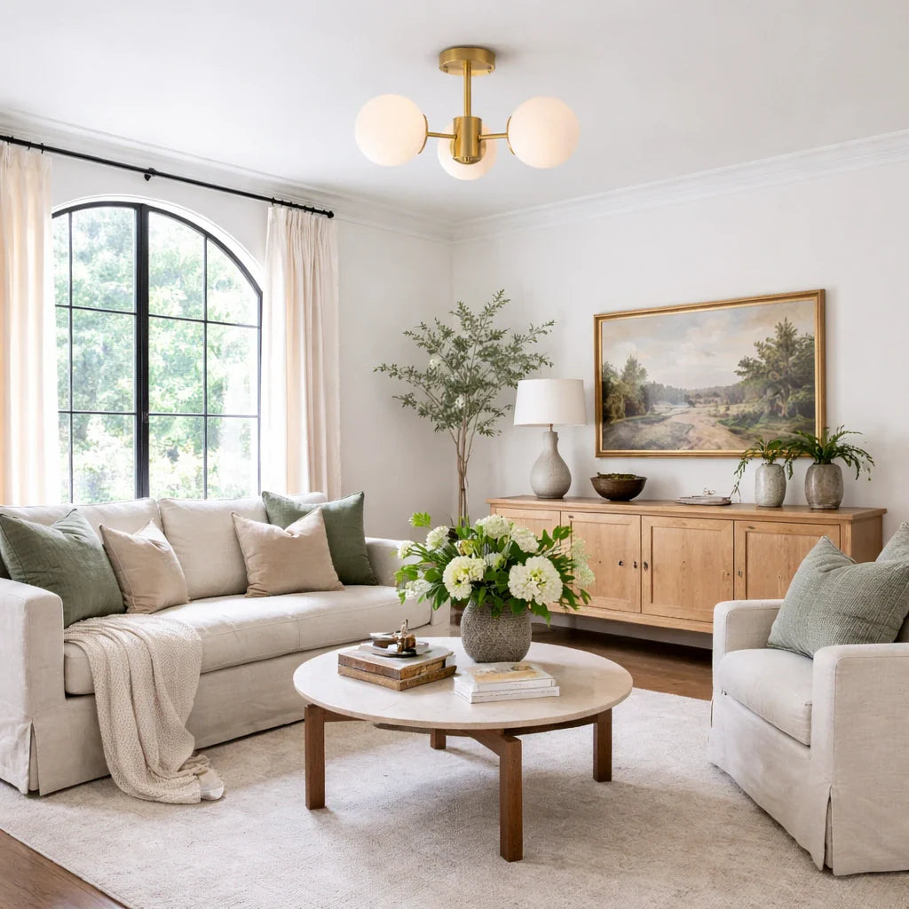 Otis Mid-Century 3-Light Frosted Glass Globe Ceiling Light