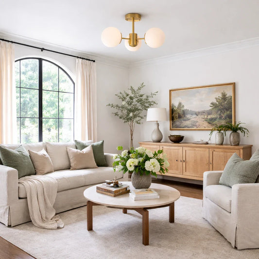 Sculptural Sputnik Glass Globe Semi Flush Ceiling Light