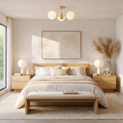 Sculptural Sputnik Glass Globe Semi Flush Ceiling Light