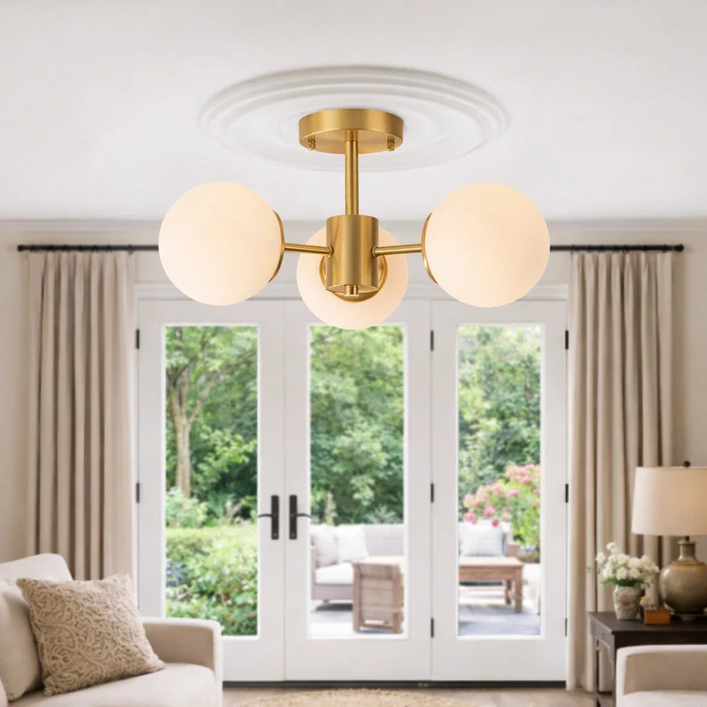 Otis Mid-Century 3-Light Frosted Glass Globe Ceiling Light