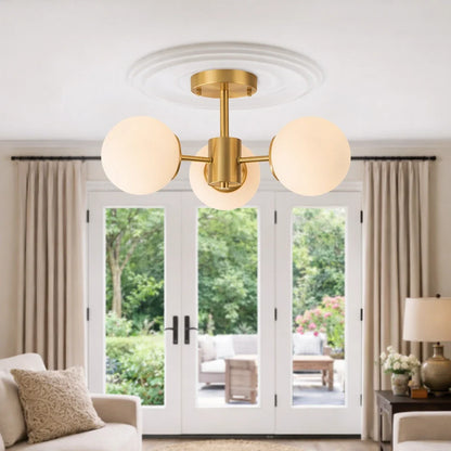 Sculptural Sputnik Glass Globe Semi Flush Ceiling Light