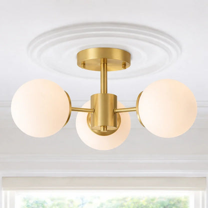Sculptural Sputnik Glass Globe Semi Flush Ceiling Light