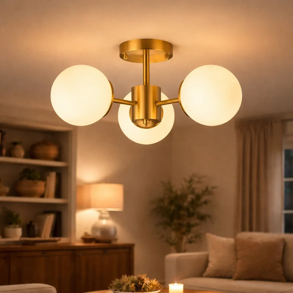 Otis Mid-Century 3-Light Frosted Glass Globe Ceiling Light