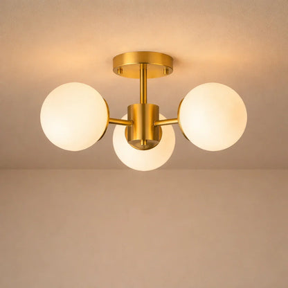 Sculptural Sputnik Glass Globe Semi Flush Ceiling Light