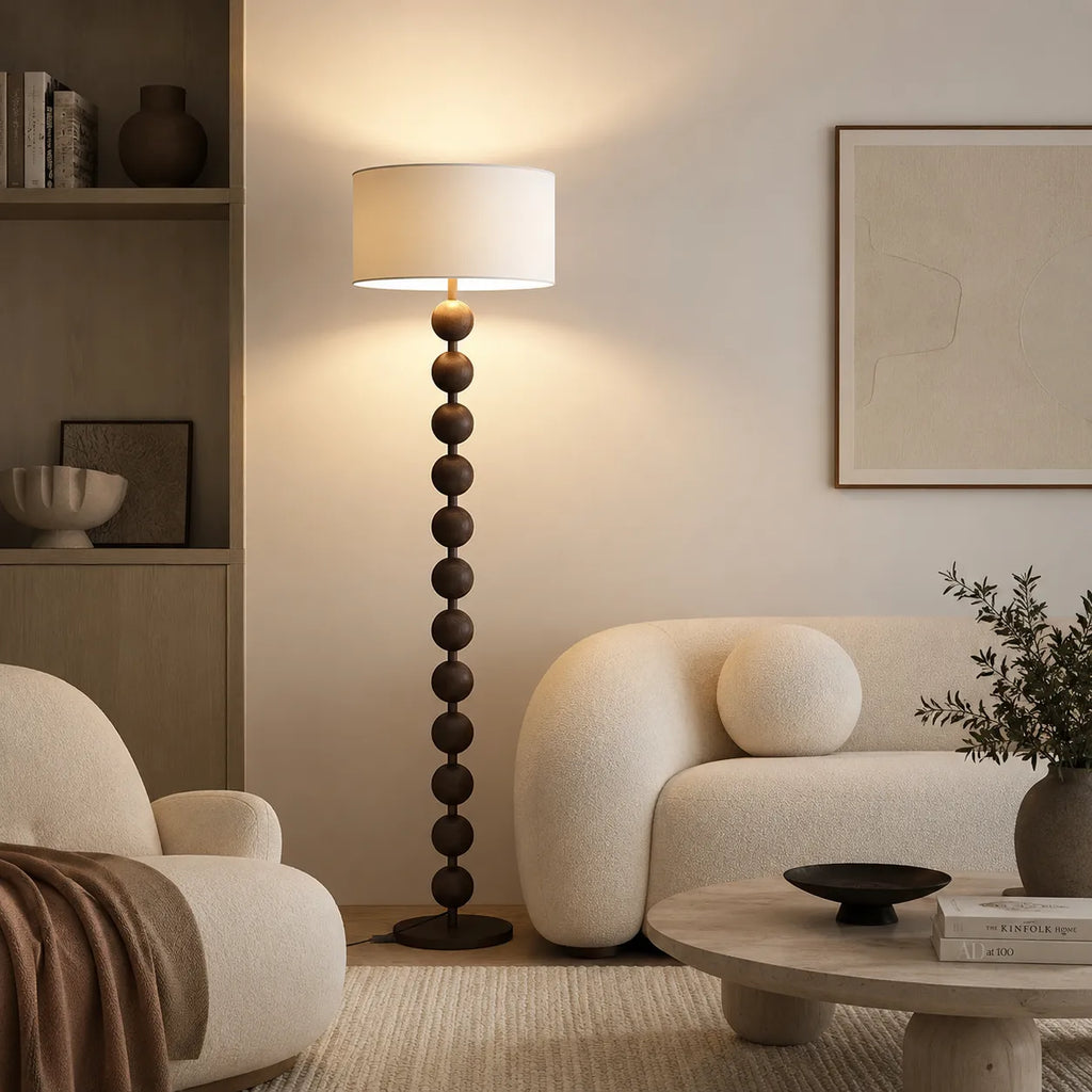 Avainae Modern Sculptural Wood Sphere Floor Lamp