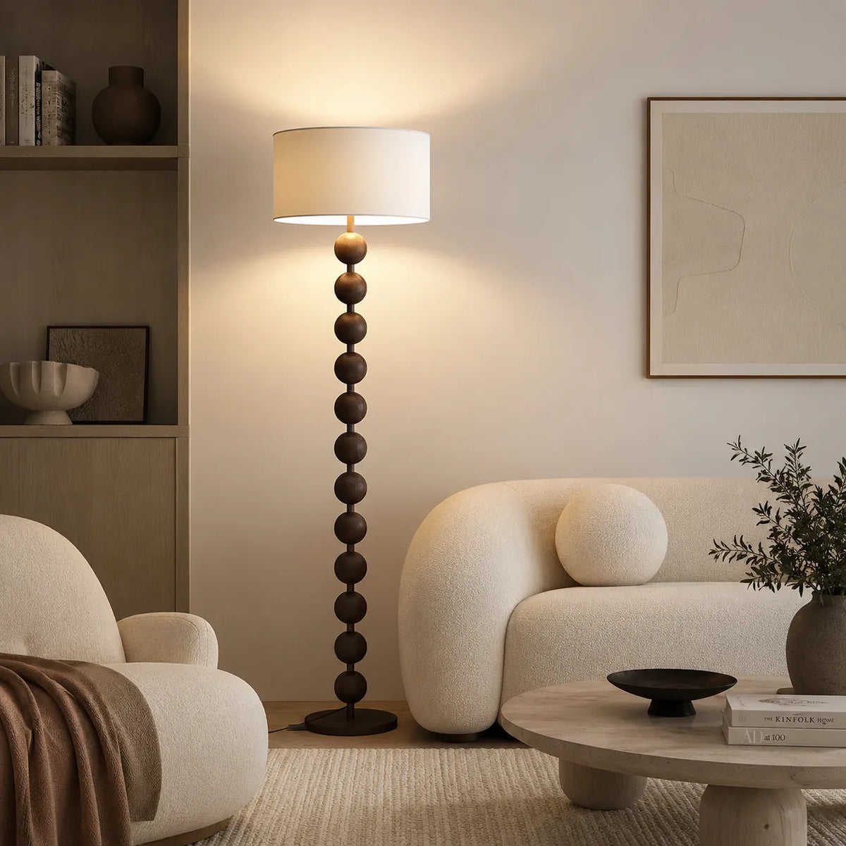 Avainae Modern Sculptural Wood Sphere Floor Lamp