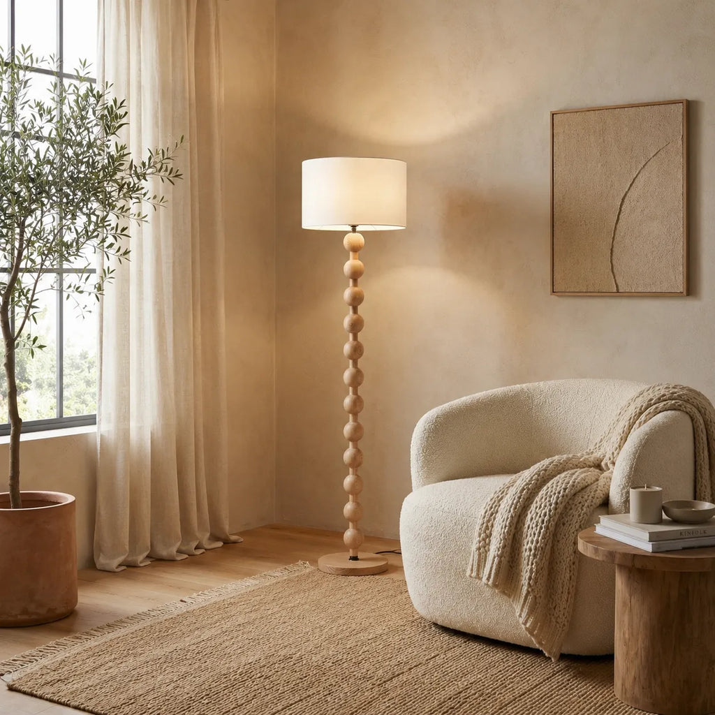 Avainae Modern Sculptural Wood Sphere Floor Lamp