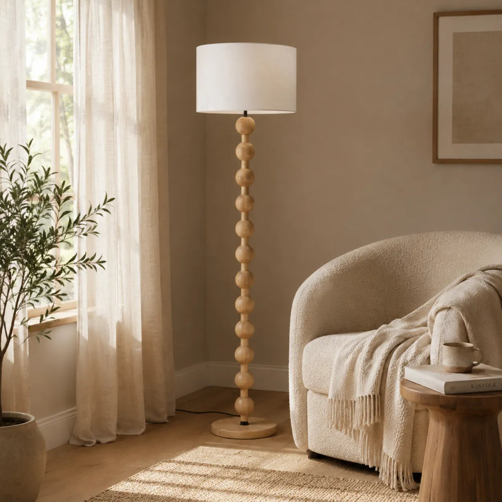 Avainae Modern Sculptural Wood Sphere Floor Lamp