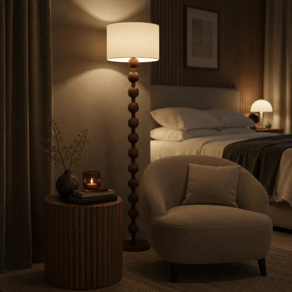 Avainae Modern Sculptural Wood Sphere Floor Lamp