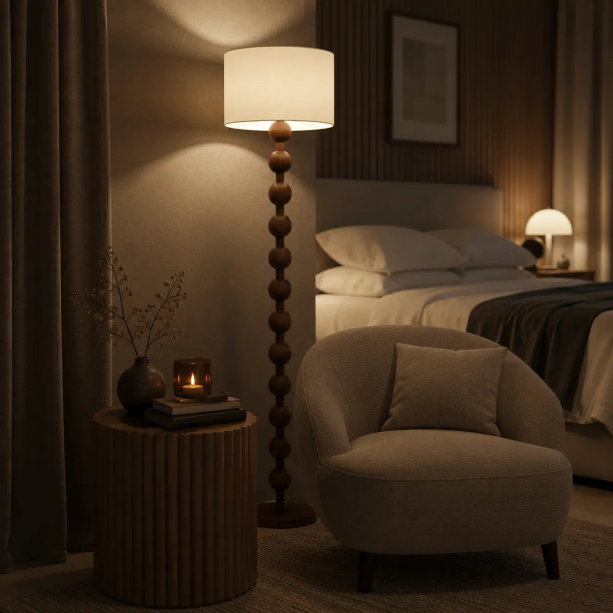 Avainae Modern Sculptural Wood Sphere Floor Lamp