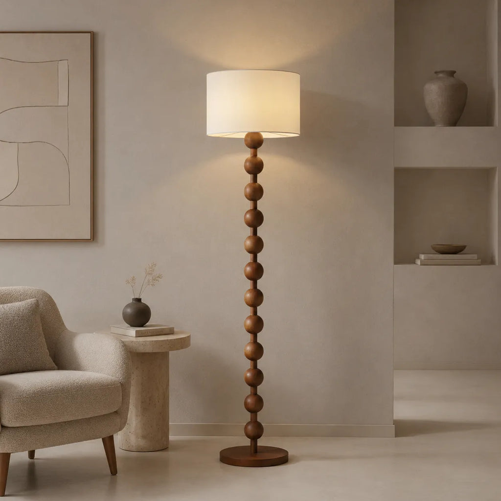 Avainae Modern Sculptural Wood Sphere Floor Lamp