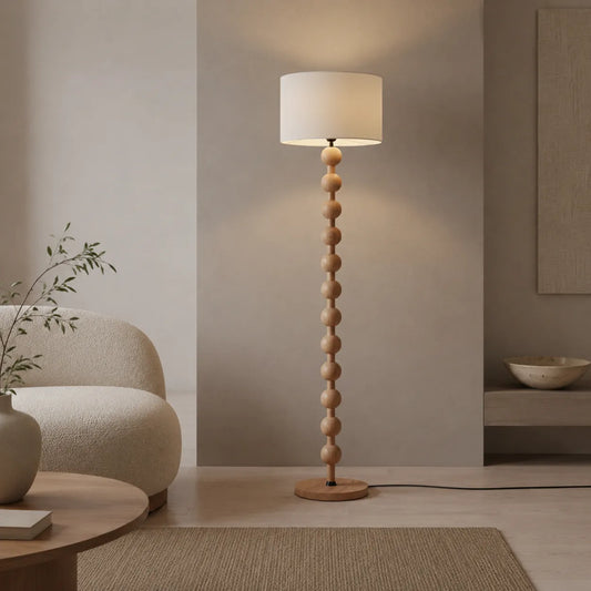 Avainae Modern Sculptural Wood Sphere Floor Lamp