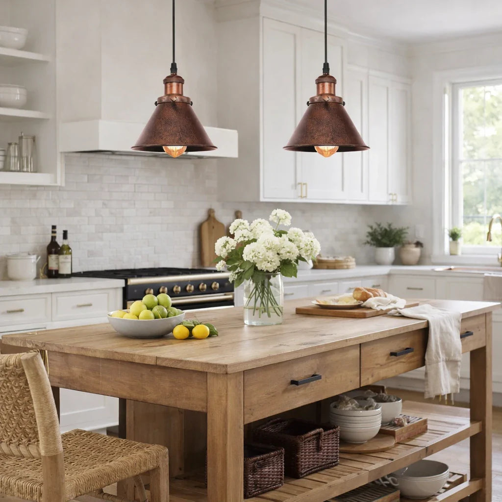 Single Rustic Copper Farmhouse Pendant