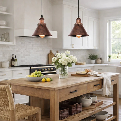 Single Rustic Copper Farmhouse Pendant