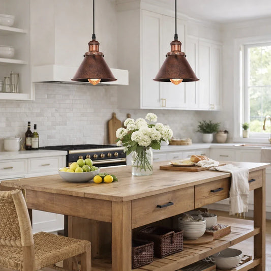 Single Rustic Copper Farmhouse Pendant