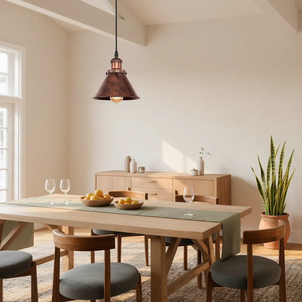 Single Rustic Copper Farmhouse Pendant