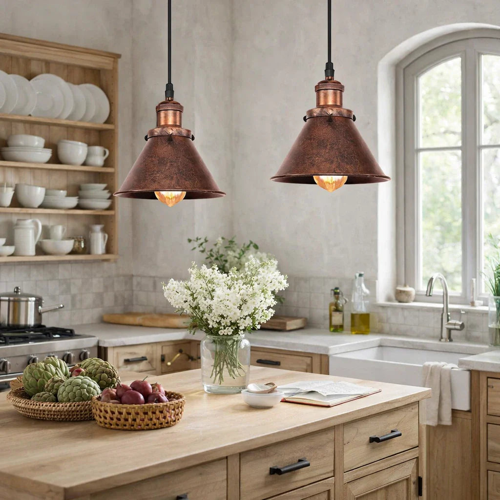 Single Rustic Copper Farmhouse Pendant