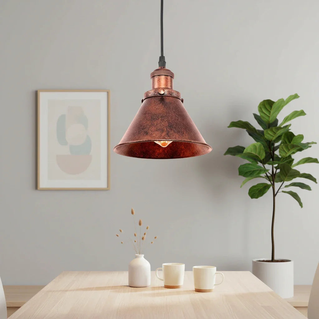 Single Rustic Copper Farmhouse Pendant