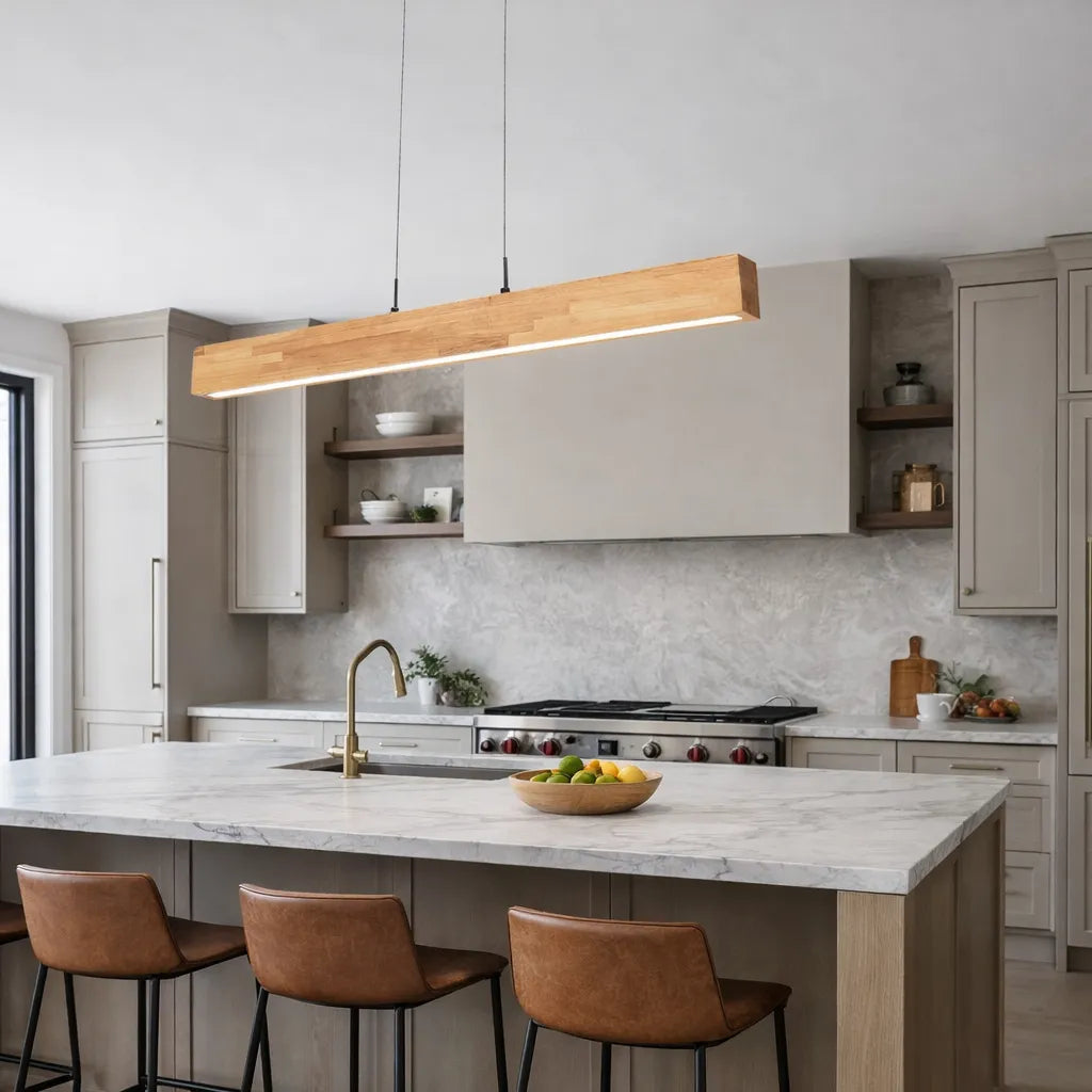 Leonie Minimalist Wood Linear Dimmable LED Pendant Light