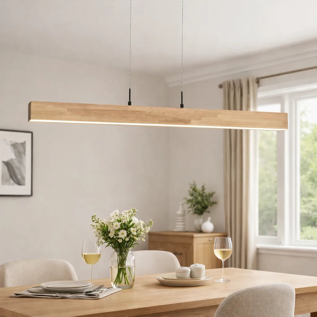 Leonie Minimalist Wood Linear Dimmable LED Pendant Light